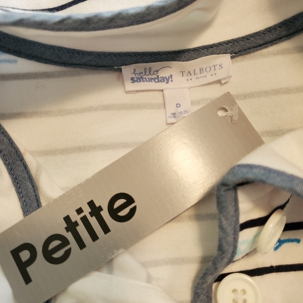 Talbots Hello Saturday Striped Pullover Size P, Nautical, Preppy - Picture 8 of 8